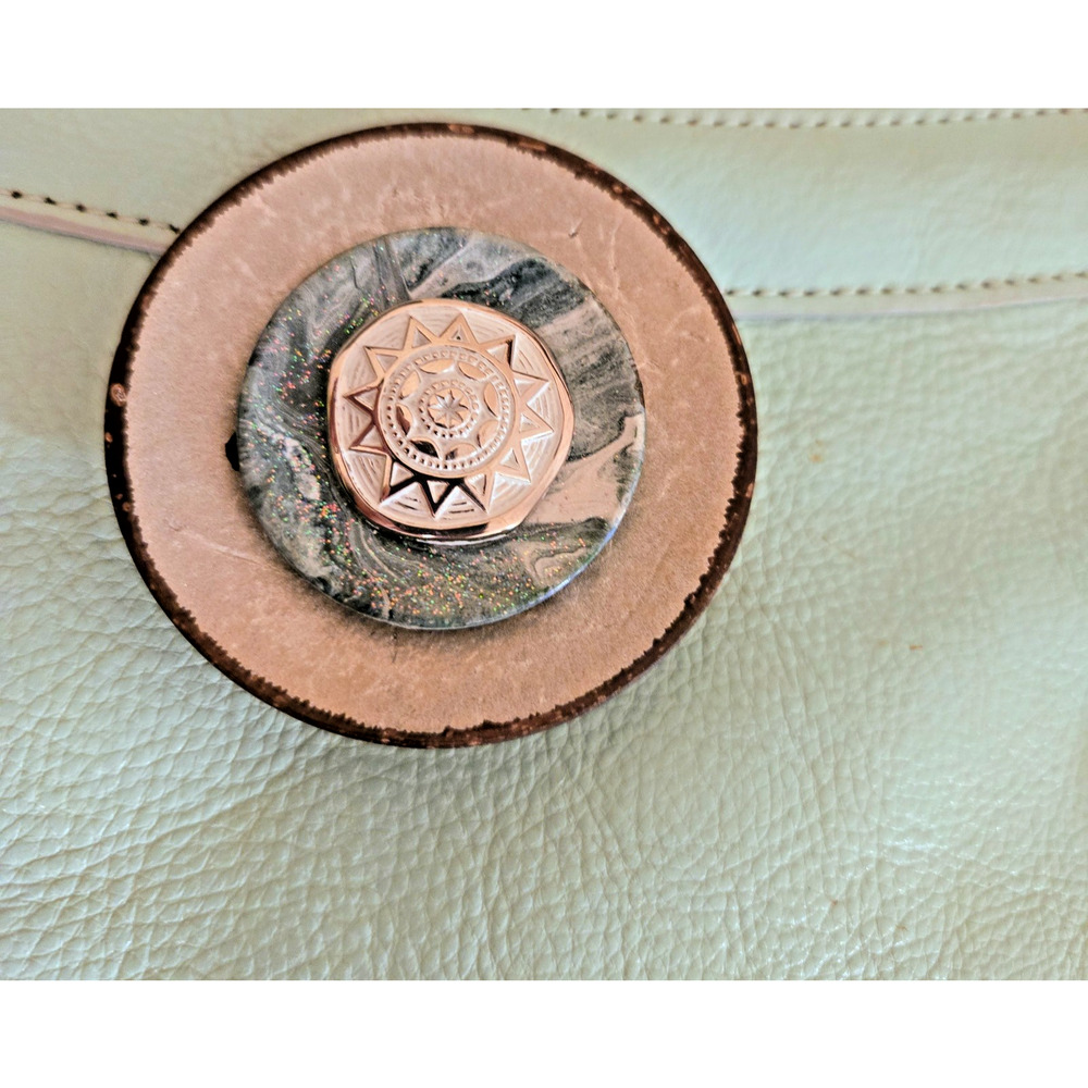 Latico green turquoise Clutch purse with brooch vintage look - Picture 7 of 13